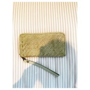 Platania Green Woven Leather Wallet